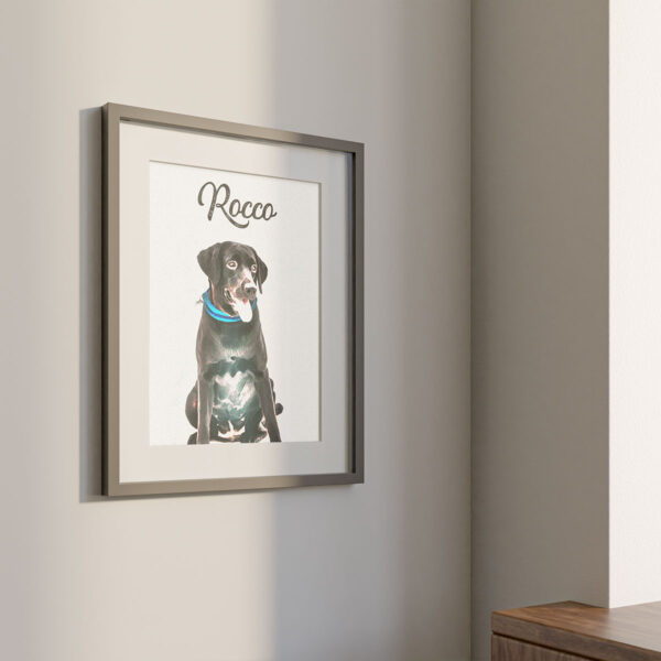 Personalised Pet Portrait Framed With White Mount